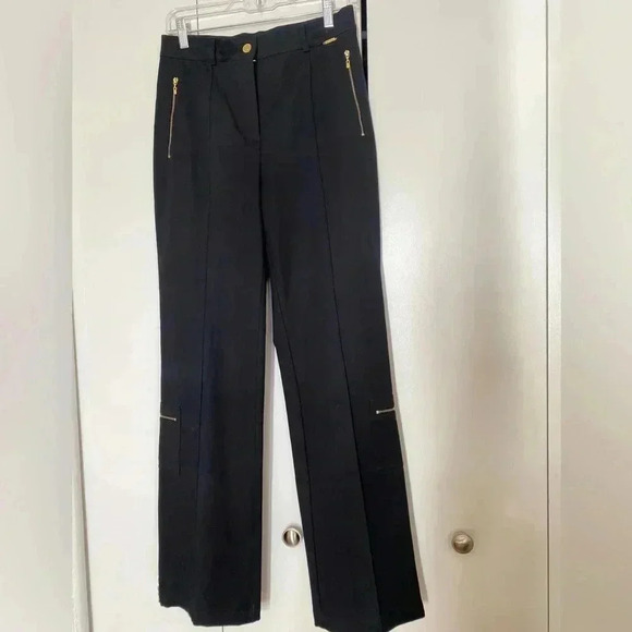 St.John Sport by Marie Gray Black Utility Pants with Gold Zippers Sz 6 - Picture 3 of 10